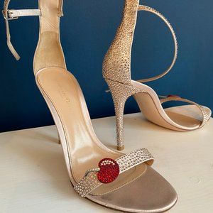 Gianvito Rossi Satin Cherry Portofino Sandals, 39